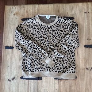 J. Crew Tan and Black Animal Print Teddie Sweater